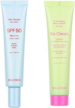 Солнцезащитный матирующий крем для лица Hollyskin Dry Touch SPF 50 40 мл + Крем для кожи So Clean фото