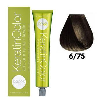 6/75 Крем-краска для волос безаммиачная BBCOS Keratin Color блондин темный шоколадный 100 мл фото