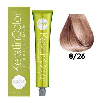 8/26 Крем-краска для волос безаммиачная BBCOS Keratin Color блондин светло-медный 100 мл фото