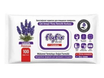 Вологі серветки для прибирання Лаванда Flyfix Easy Clean Lavender 100 шт фото