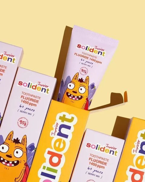 Дитяча зубна паста ягідний мікс з фтором Solident Junior Toothpaste 1450 ppm 50 мл фото