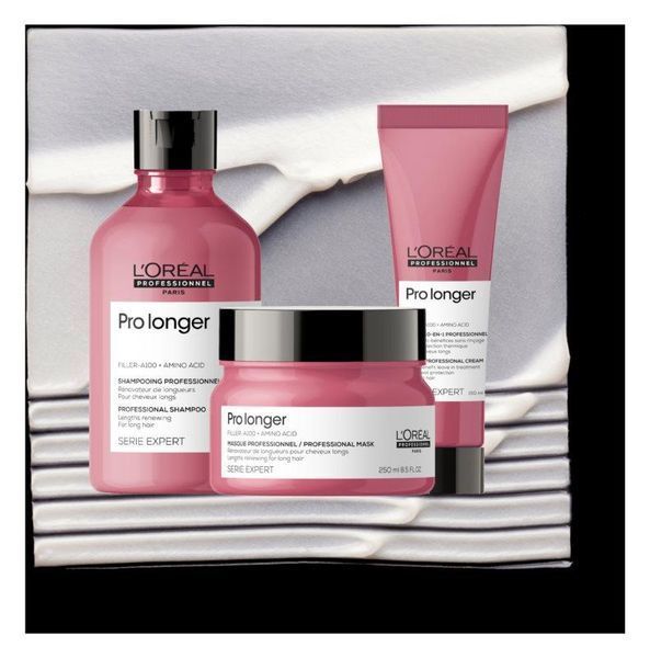 Набор подарочный для восстановления волос по длине Loreal Pro Longer (шампунь+маска+крем-терм) фото