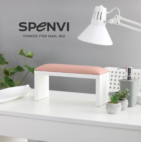 Підставка для манікюру на білих ніжках Spenvi Light Pink фото