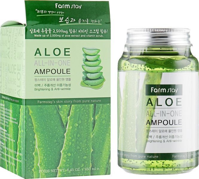 Ампульная сыворотка для лица с экстрактом алоэ FarmStay Aloe All-in-one Ampoule 250 мл фото