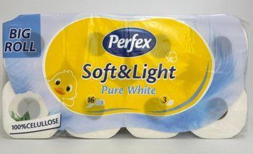 Туалетная бумага 3-х слойная белая Perfex Soft & Light Pure White 16 шт фото