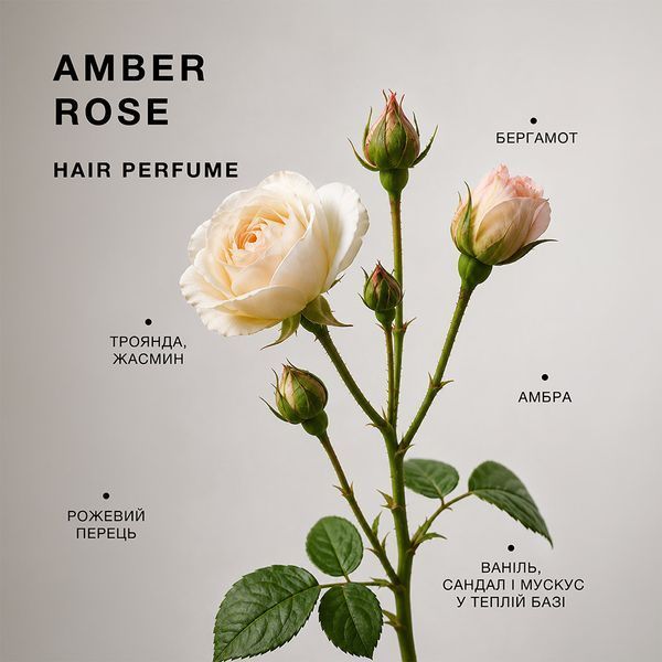 Парфумована вода для волосся з шимером Amber Rose Hair Perfume Triology 30 мл фото