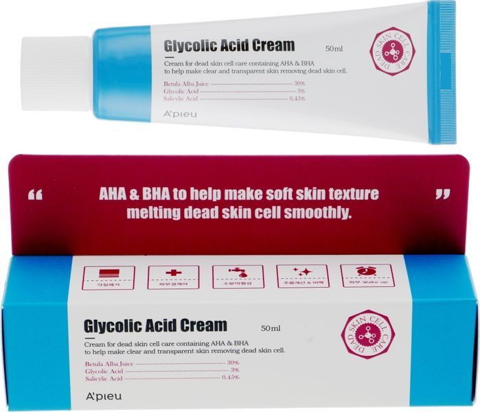 Крем для обличчя антивіковий з AHA та BHA кислотами A'pieu Glycolic Acid Cream 50 мл фото