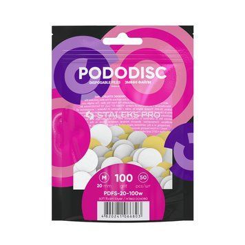 Сменные файлы для педикюрного диска Pododisc Staleks Pro M 100 грит 50 шт белые фото