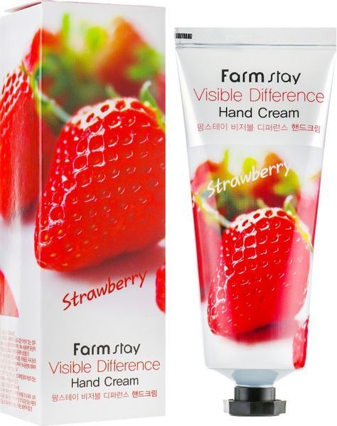Крем для рук с экстрактом клубники FarmStay Visible Difference Hand Cream Strawberry 100 мл фото
