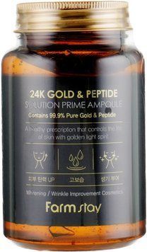 Омолаживающая сыворотка с пептидами и золотом FarmStay 24K Gold &Peptide Solution Prime Ampoul 250 мл фото