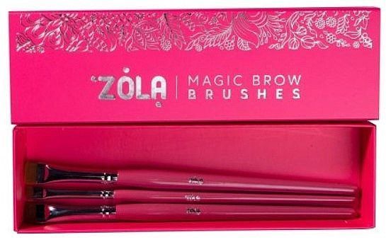 Набір пензликів для фарбування брів ZOLA Magic Brow малиновий фото