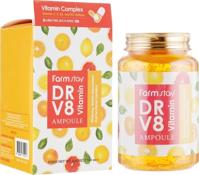 Ампульна сироватка для обличчя з вітамінами FarmStay Dr-V8 Vitamin Ampoule 250 мл фото