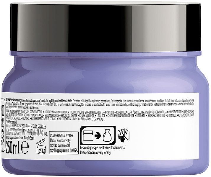 Маска для блиску і захисту волосся блонд L&rsquo;Or&eacute;al Professionnel Blondifier 250 мл фото