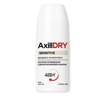 Кульковий дезодорант-антиперспірант делікатний захист до 48 годин AxillDry Sensitive 50 мл фото