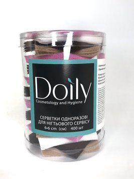 Серветки для манікюра в тубусі 6 х 6 см Doily зі спанлейсу 400 шт фото