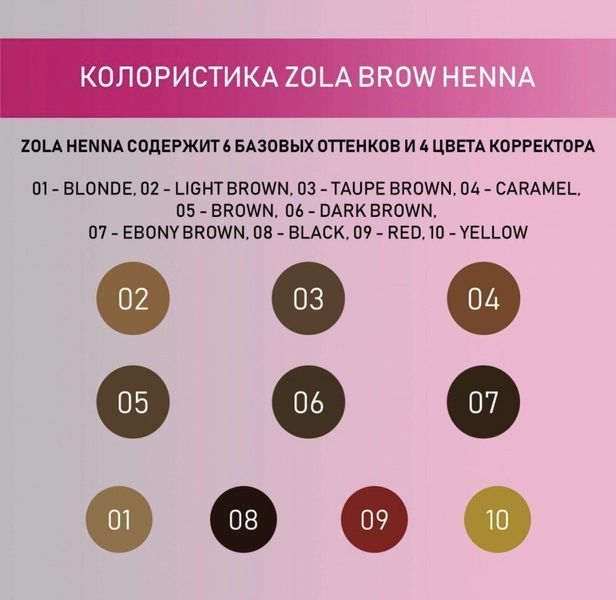 02 Хна профессиональная для бровей Light Brown ZOLA 5 г фото