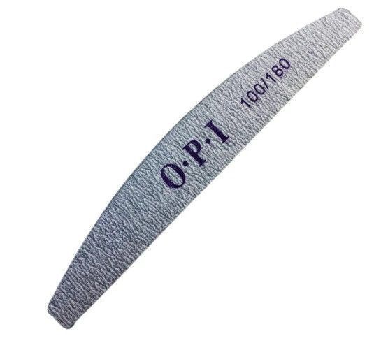 Пилка полумесяц для ногтей OPI 100/180 грит серая 25 шт фото