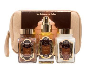 Набір для тіла в косметичці La Sultane De Saba Body Set Oriental Ayurvedic Amber Vanilla Patchouli ( скраб 100 мл + батер 100 мл + фото