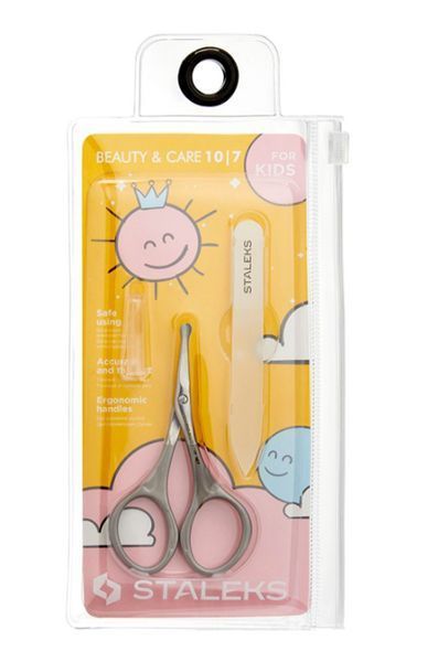 Набір манікюрний ножиці дитячі матові + пилка Staleks Beauty & Care 10 Type 7 фото