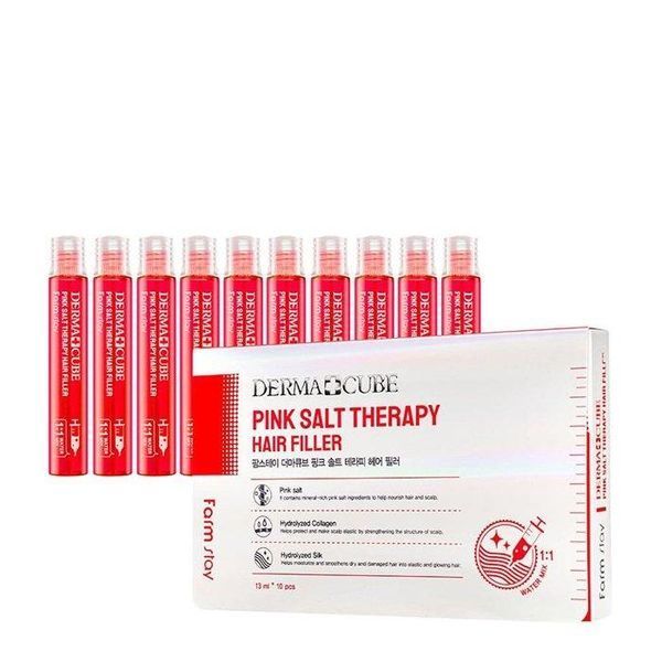 Філлер для волосся з рожевою гімалайською сіллю Derma Cube Pink Salt Therapy Hair Filler 1 шт 13 мл фото