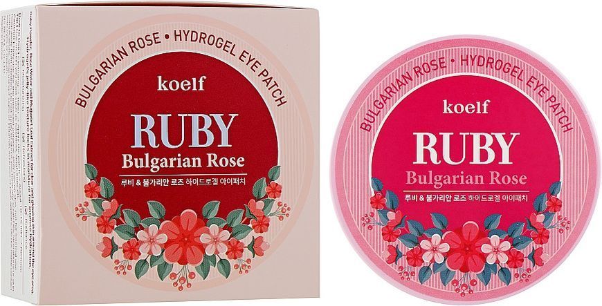 Патчі гідгогелеві з рубіном і болгарською трояндою Koelf Ruby & Bulgarian Rose Eye Patch 60 шт фото